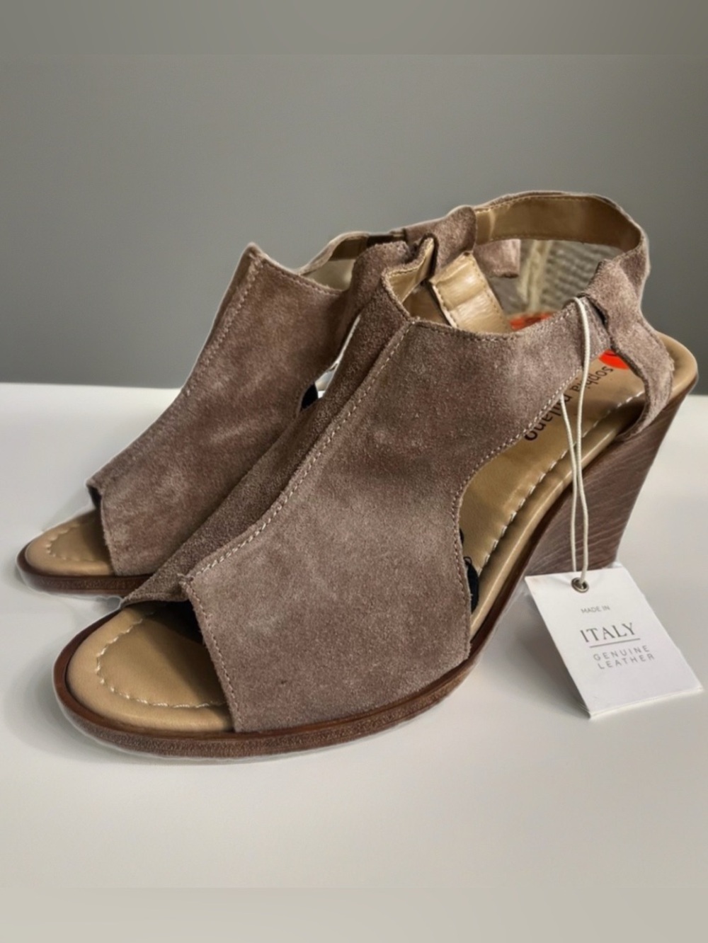 SOPHIA MILANO- Italian Suede Leather Open Toe Wedge Sandals